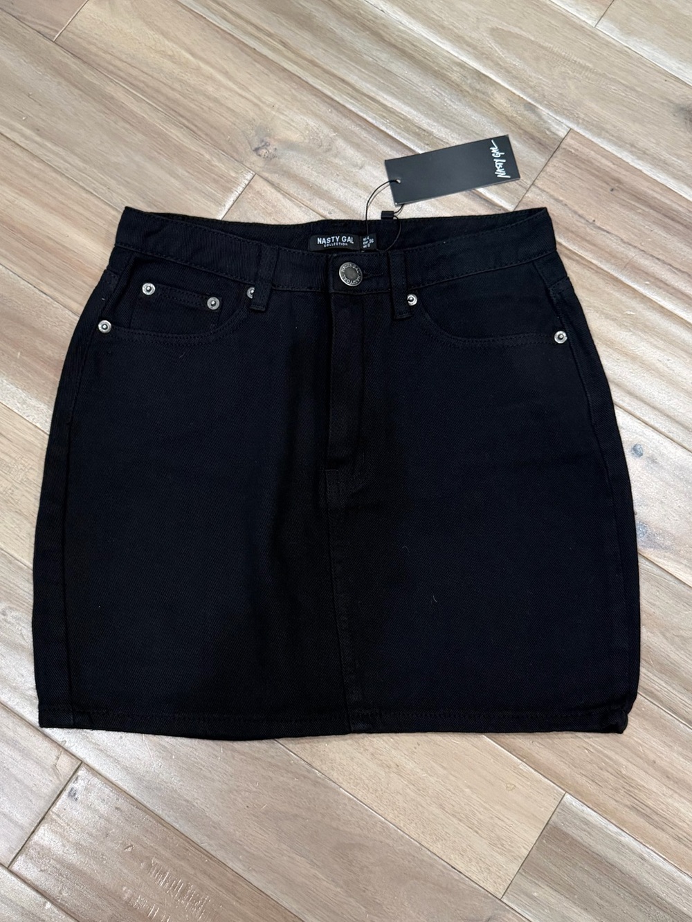Nasty Gal Black Denim Mini Skirt